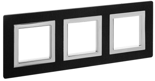 Рамка универсальная DKC Avanti 3-м. алюминий черный фото Рамка универсальная DKC Avanti 3-м. алюминий черный картинка